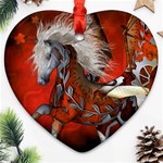 Awesome Steampunk Horse With Wings Ornament (Heart) Front