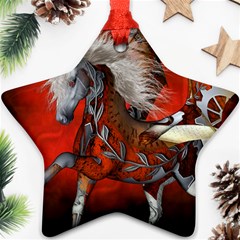 Awesome Steampunk Horse With Wings Ornament (Star)