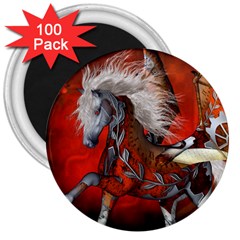 Awesome Steampunk Horse With Wings 3  Magnets (100 pack)