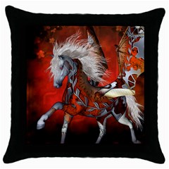 Awesome Steampunk Horse With Wings Throw Pillow Case (black) by FantasyWorld7