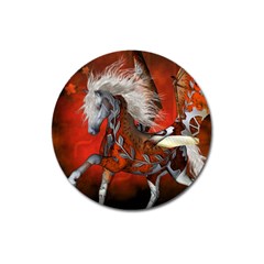 Awesome Steampunk Horse With Wings Magnet 3  (Round)