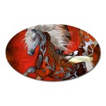 Awesome Steampunk Horse With Wings Oval Magnet Front