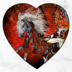 Awesome Steampunk Horse With Wings Jigsaw Puzzle (Heart)