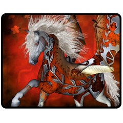 Awesome Steampunk Horse With Wings Fleece Blanket (Medium) 