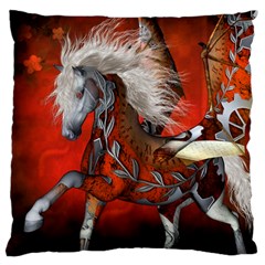 Awesome Steampunk Horse With Wings Large Cushion Case (one Side) by FantasyWorld7