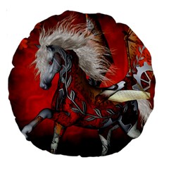 Awesome Steampunk Horse With Wings Large 18  Premium Round Cushions