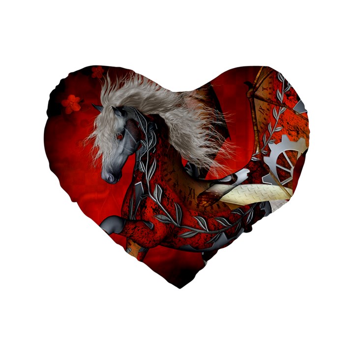 Awesome Steampunk Horse With Wings Standard 16  Premium Heart Shape Cushions