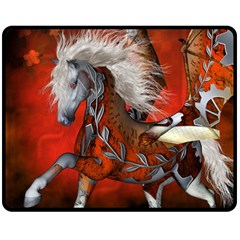 Awesome Steampunk Horse With Wings Double Sided Fleece Blanket (Medium) 