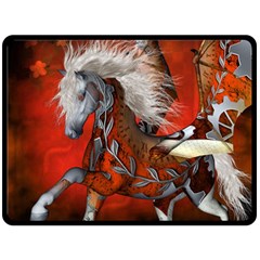 Awesome Steampunk Horse With Wings Double Sided Fleece Blanket (large)  by FantasyWorld7