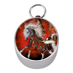 Awesome Steampunk Horse With Wings Mini Silver Compasses