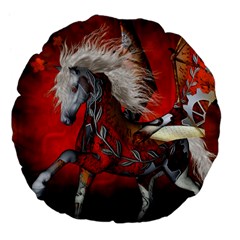 Awesome Steampunk Horse With Wings Large 18  Premium Flano Round Cushions