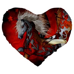 Awesome Steampunk Horse With Wings Large 19  Premium Flano Heart Shape Cushions