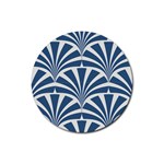 teal,white,art deco,pattern Rubber Coaster (Round)  Front