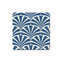 Teal,white,art Deco,pattern Square Magnet by NouveauDesign