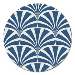 Teal,white,art Deco,pattern Magnet 5  (round) by NouveauDesign