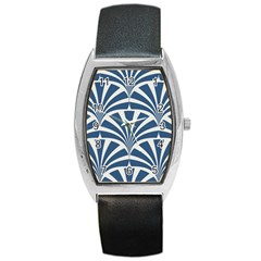 Teal,white,art Deco,pattern Barrel Style Metal Watch by NouveauDesign