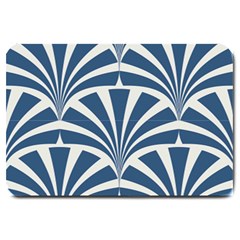 Teal,white,art Deco,pattern Large Doormat  by NouveauDesign