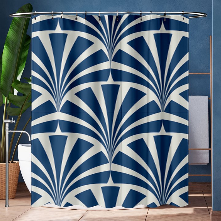 teal,white,art deco,pattern Shower Curtain 60  x 72  (Medium) 