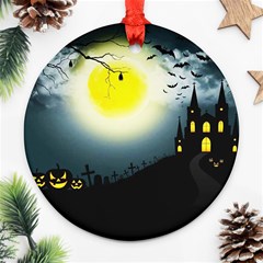 Halloween Landscape Ornament (round) by Valentinaart