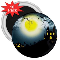 Halloween Landscape 3  Magnets (10 Pack)  by Valentinaart