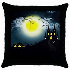 Halloween Landscape Throw Pillow Case (black) by Valentinaart