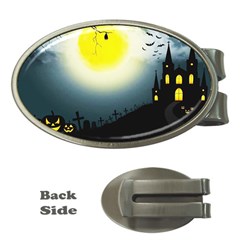 Halloween Landscape Money Clips (oval)  by Valentinaart