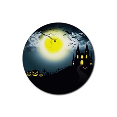 Halloween Landscape Rubber Round Coaster (4 Pack)  by Valentinaart