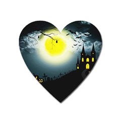 Halloween Landscape Heart Magnet by Valentinaart