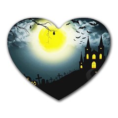 Halloween Landscape Heart Mousepads