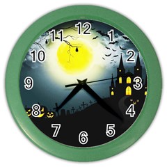 Halloween Landscape Color Wall Clocks by Valentinaart