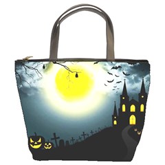 Halloween Landscape Bucket Bags by Valentinaart