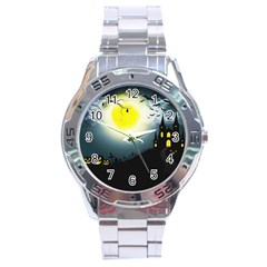 Halloween Landscape Stainless Steel Analogue Watch by Valentinaart