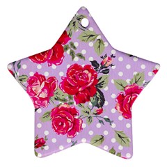 Shabby Chic,pink,roses,polka Dots Ornament (star) by NouveauDesign