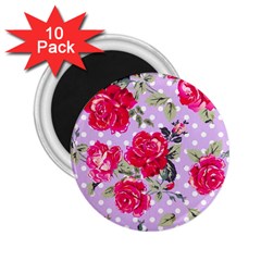 Shabby Chic,pink,roses,polka Dots 2 25  Magnets (10 Pack)  by NouveauDesign