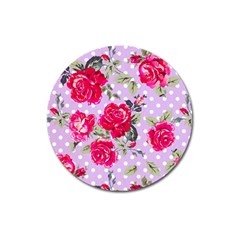 Shabby Chic,pink,roses,polka Dots Magnet 3  (round) by NouveauDesign