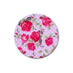 Shabby chic,pink,roses,polka dots Magnet 3  (Round) Front