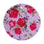 Shabby chic,pink,roses,polka dots Round Ornament (Two Sides) Back