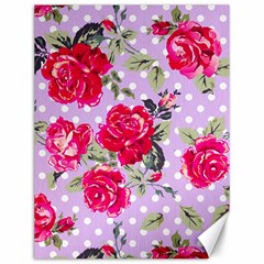 Shabby Chic,pink,roses,polka Dots Canvas 12  X 16   by NouveauDesign