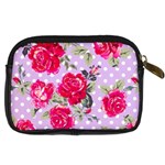 Shabby chic,pink,roses,polka dots Digital Camera Cases Back