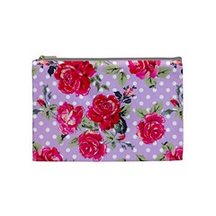 Shabby Chic,pink,roses,polka Dots Cosmetic Bag (medium)  by NouveauDesign