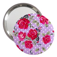 Shabby Chic,pink,roses,polka Dots 3  Handbag Mirrors by NouveauDesign