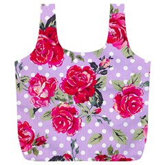 Shabby Chic,pink,roses,polka Dots Full Print Recycle Bags (l)  by NouveauDesign