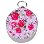 Shabby chic,pink,roses,polka dots Silver Compasses Front