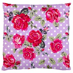 Shabby Chic,pink,roses,polka Dots Large Flano Cushion Case (two Sides) by NouveauDesign