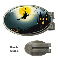 Halloween Landscape Money Clips (oval)  by Valentinaart