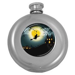 Halloween landscape Round Hip Flask (5 oz)