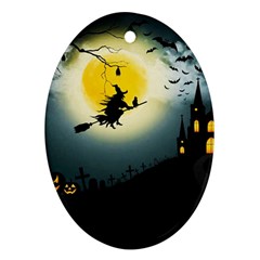 Halloween landscape Oval Ornament (Two Sides)