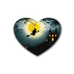 Halloween Landscape Heart Coaster (4 Pack)  by Valentinaart