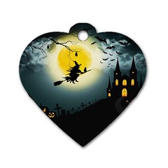 Halloween landscape Dog Tag Heart (One Side)