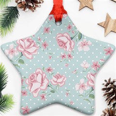 Shabby Chic,pink,roses,polka Dots Ornament (star)